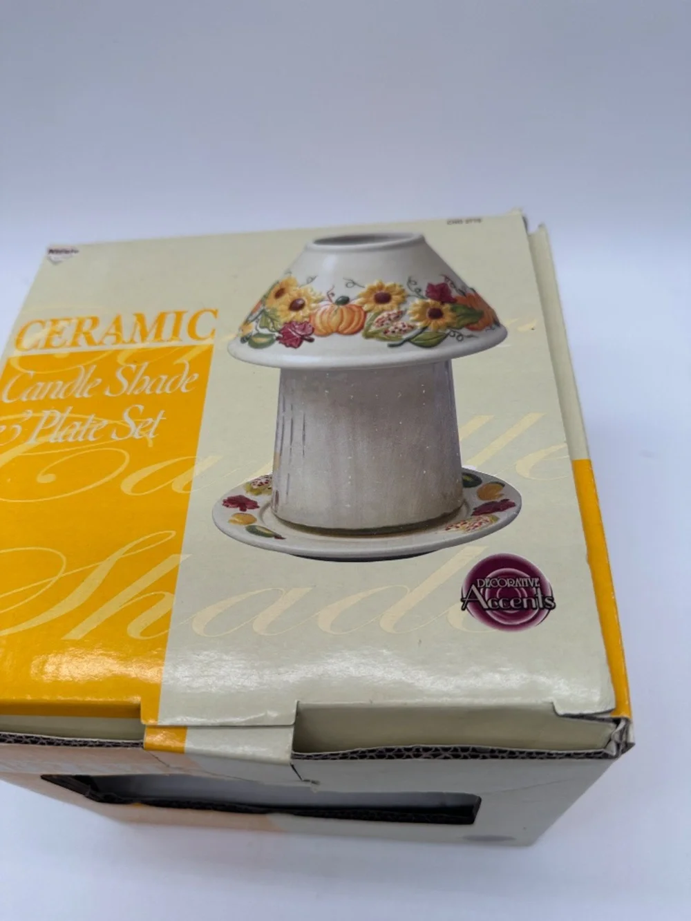 Fall Pumpkins & Sunflowers Ceramic Large Jar Candle Shade & Plate Set